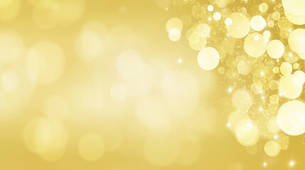 Naklejka premium Golden abstract background with bokeh lights and defocused circles, ideal for festive holiday banners, Christmas or New Year greetings, or wedding celebration designs. Elegant gold light effect with a