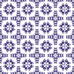A grid-like pattern, commonly seen in cross-stitch or traditional textile designs. The dark blue, symmetrical motifs resemble snowflakes or stars, intended for fabric or embroidery decoration.
