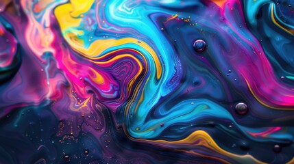Vibrant swirls of color in a cosmic blend. Abstract art with a psychedelic touch. Swirl patterns create a mesmerizing visual effect.