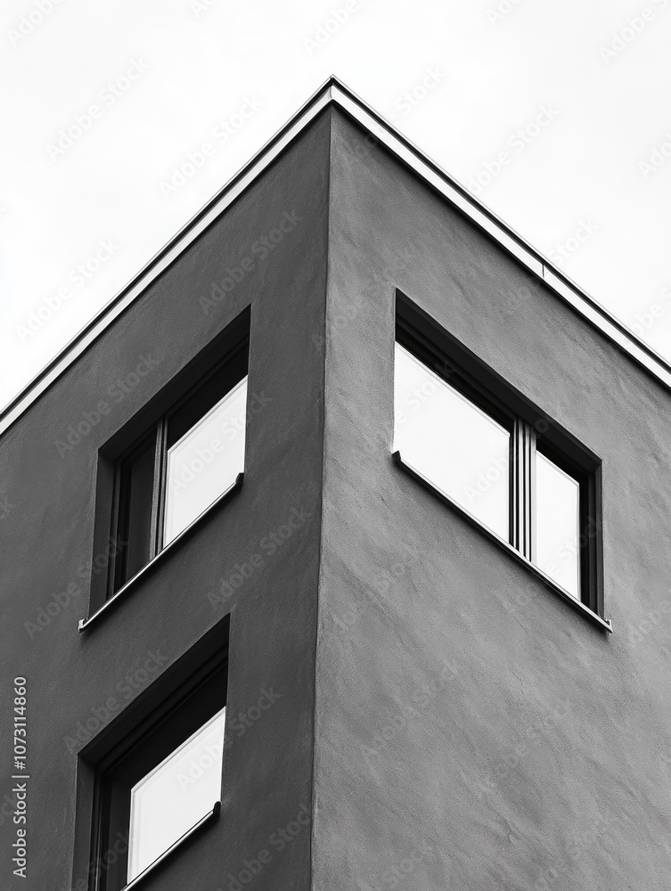 Poster modern building with minimalistic window design.