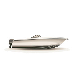 White and Brown Boat with Outboard Motor