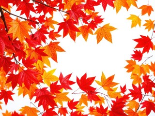 Fototapeta premium A beautiful autumn leaves background with vibrant colors of red, orange, and yellow, beauty