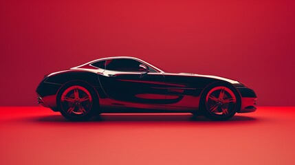 Obraz premium A black car on a red background.