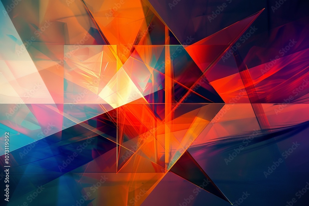 Poster abstract background showing a composition of colorful geometric shapes, creating a modern and futuri