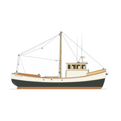 Classic Wooden Fishing Boat Illustration