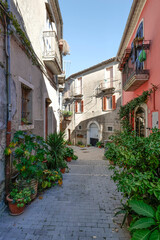 A road between the old houses of Sepino, a village in Molise, Italy.