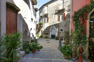 A road between the old houses of Sepino, a village in Molise, Italy.