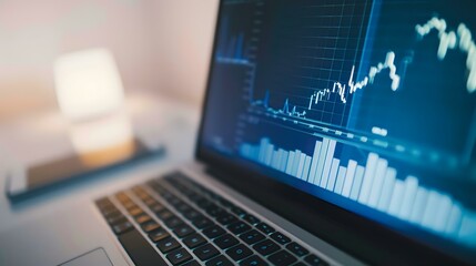 Financial Data Analysis on Laptop Screen