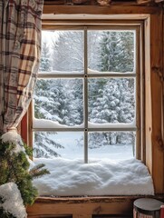 A Window View of a Snowy Winter Landscape