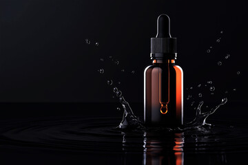 Minimalist skincare in a glass bottle