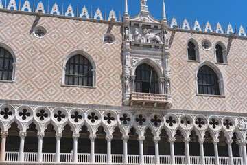 Architectural detail of Doge's palace in St Mark's Square in Venice (Palazzo Ducale), Italy
