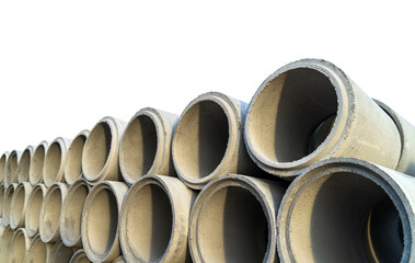 Cement drainage pipe on a construction site