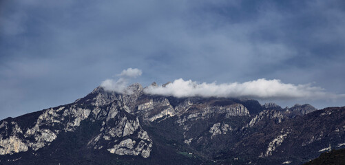 Clouds on the horizon near mountains