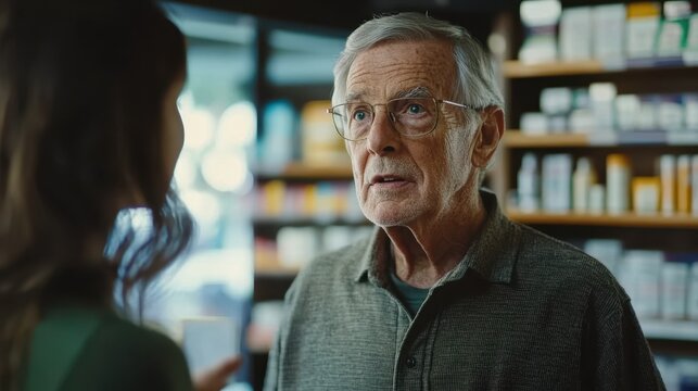 The Elderly Man in Pharmacy