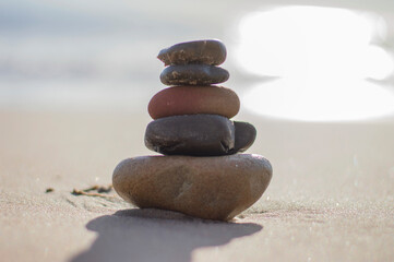 zen stones on the beach