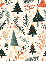 2024 Christmas tree 2025 new year wrapping paper holiday seamless pattern card