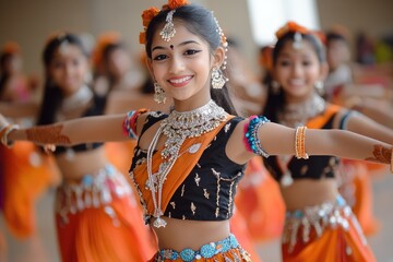 Young indian dancer performing traditional dance with grace and elegance