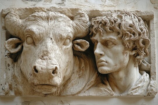 Bas-relief representing mithras killing the bull, roman art