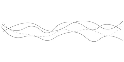 Vector curve wave seamless pattern background. Abstract thin gray and white wavy lines background. Thin wavy curve line vector background.