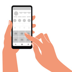Hands holding a mobile phone.