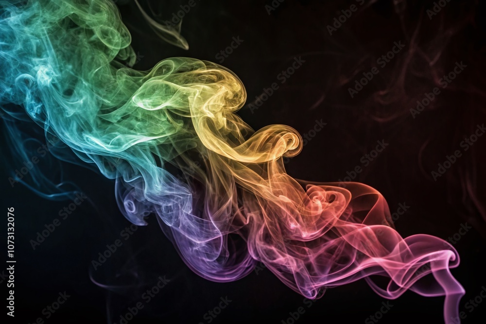 Poster vibrant abstract swirling colorful smoke in ethereal patterns and shapes for creative art and design