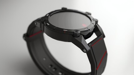 Obraz premium A black and red smartwatch.