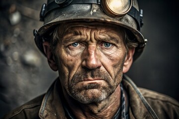 Fototapeta premium A man with a hard hat on his head and a blue face