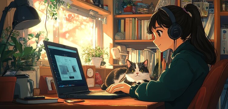 Anime lofi girl background wallpaper thumbnail