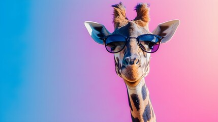 giraffe on a colorful gradient background, vector art, digital art, faceted, minimal, abstract, panorama background. 