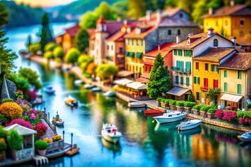 Obraz premium Vibrant Tilt-Shift Photography of Watercolor Paintings Showcasing Blurred Edges and Enhanced Color Depth for Artistic Appeal and Visual Impact in Fine Art Collections