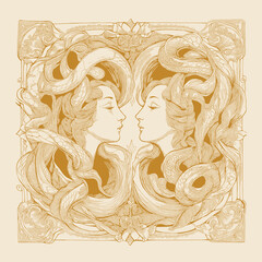 Astrology zodiac sign Gemini _ yellow