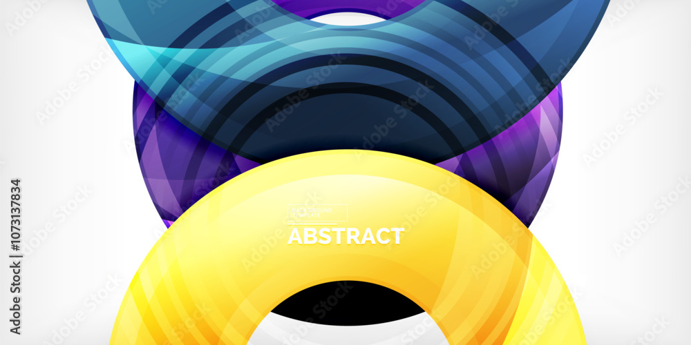 Poster bright colorful circles with light effects. abstract background