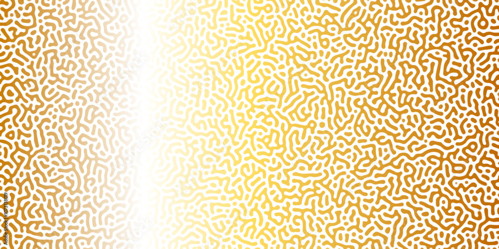Poster abstract reaction-diffusion turing pattern natural texture golden gradient color scheme. linear desi