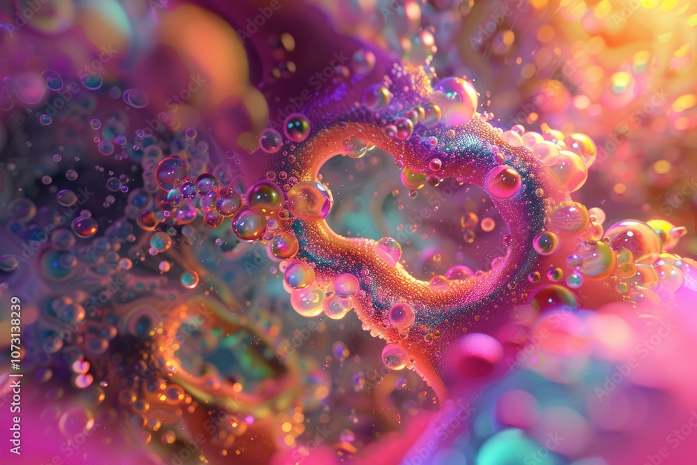 Poster abstract background forming colorful bubbles floating in a colorful liquid with a blurry background