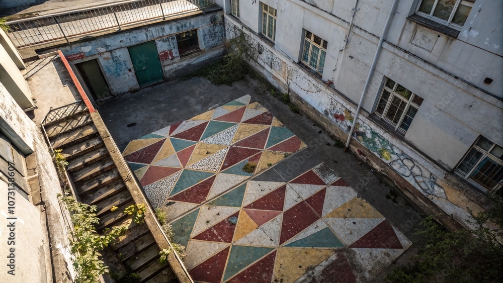 Poster vintage retro triangle pattern background for urban exploration photography with a creative design e
