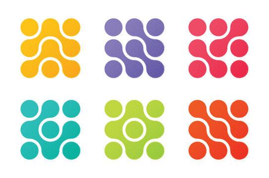 Round balls morphing bubbles and circle merging dots. Symbol connect. Electric drops. Blots degrade. Vector illustration isolated on white background.