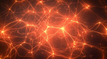 An abstract neural network background with interwoven lines and dots symbolizing connectivity, creating a complex digital web of intelligence and data exchange