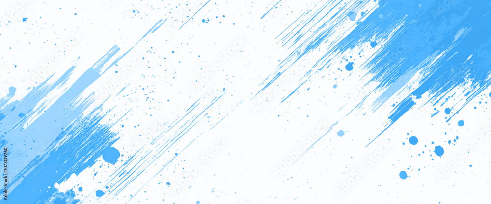 Poster Vector blue brush strokes with scratch and texture elements for design copy space.