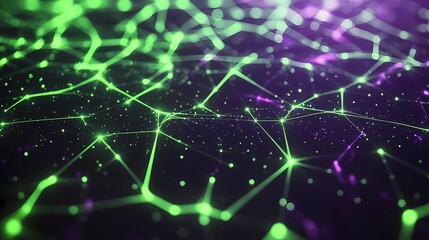 Obraz premium An abstract neural network background with interwoven lines and dots symbolizing connectivity, creating a complex digital web of intelligence and data exchange
