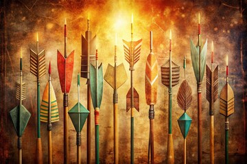 Vintage Style Photography of Down Arrows in Retro Design Emphasizing Minimalism and Directional Signage for Creative Projects and Graphic Design Needs