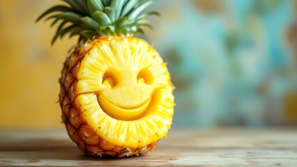 Pineapple fruit summer healthy food with happy mood decoration refreshing arrangement