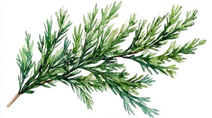 Cedar branch on white isolate background.