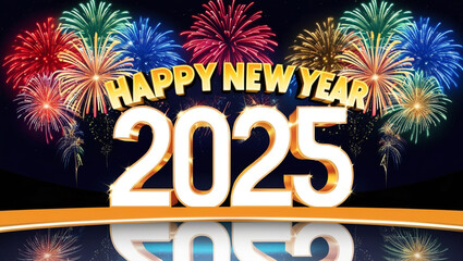 Happy New Year 2025 celebration to Colorful Background