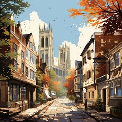 Fototapeta premium Elegant York in Minimalist Artistic Style