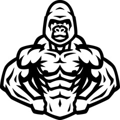 Bodybuilder with a gorilla head.