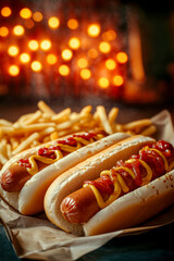 hot dogs, fries for film . AI generative.