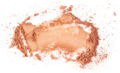 Face powder stroke isolated on white background, top view