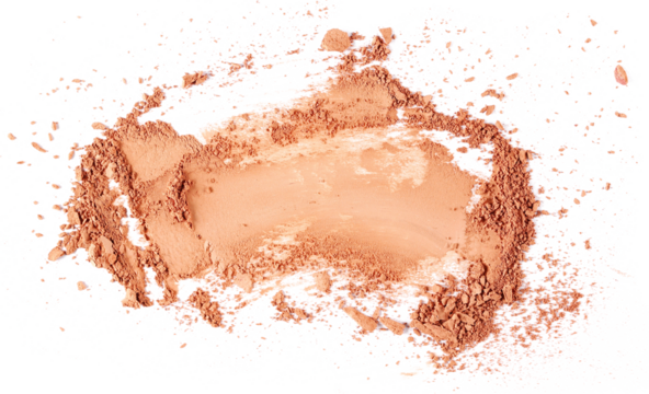 Face powder stroke isolated on white background, top view
