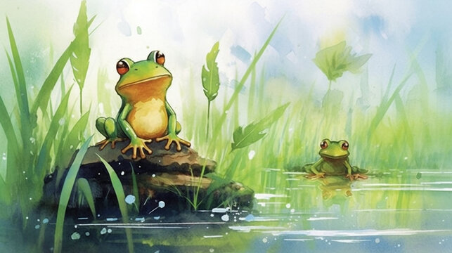 A tree frog happy on a rainy day
