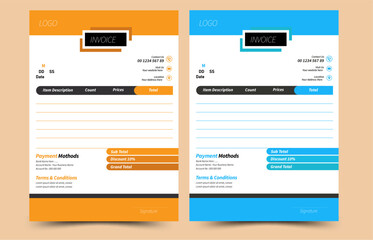 Invoice Design Template. Clean invoice template design. Simple Invoice Layout. Minimal Invoice Layout. Bill payment, Price receipt, Invoice bill, Bill Receipt and payment agreement. Invoice Set.